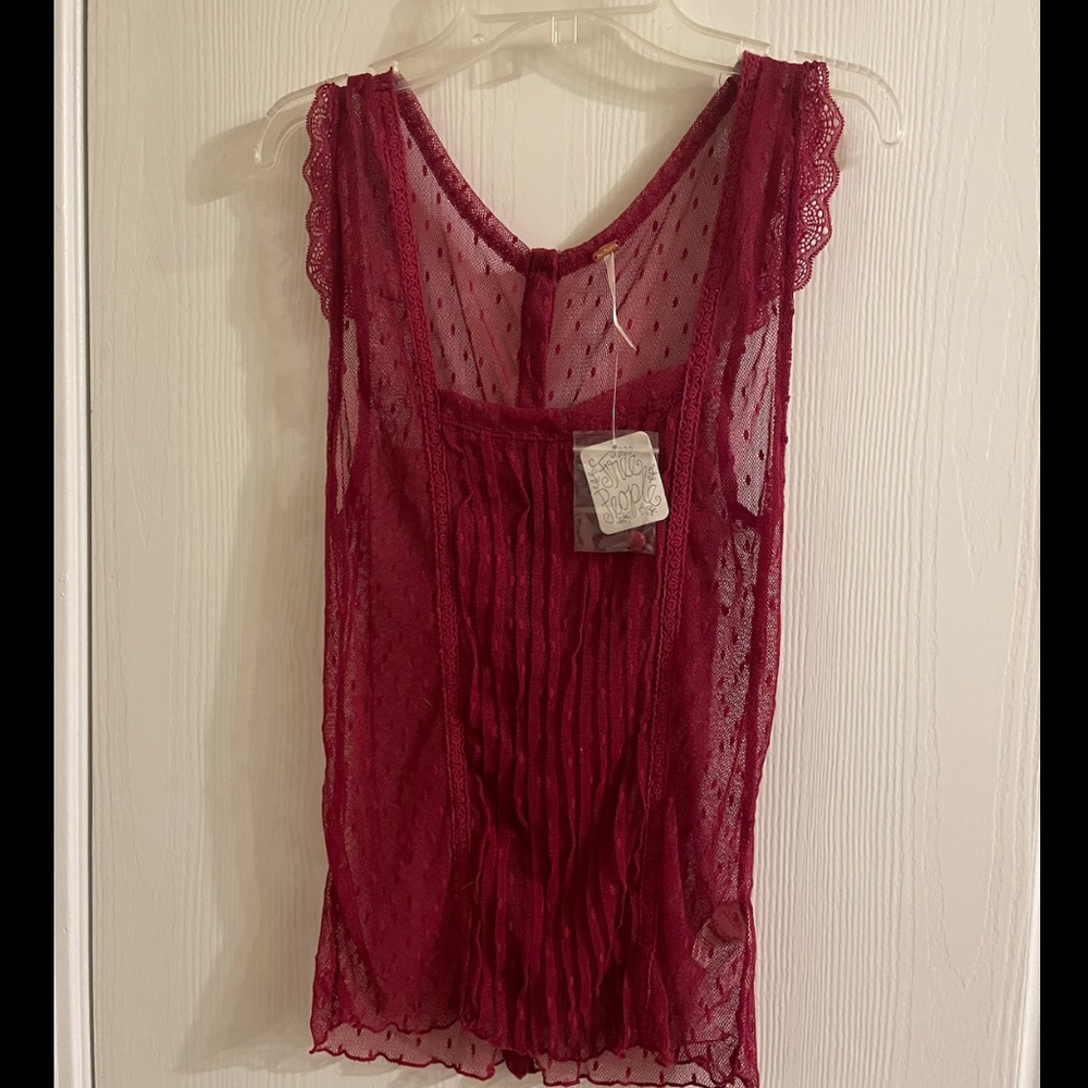 Free people burgundy mesh top